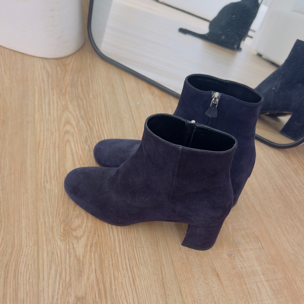 Navy Suede Prada Ankle Boots Size 8